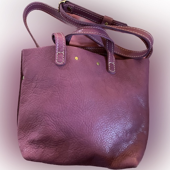 Portland Leather Company small cross body snap closure bag. Mulberry color? NWOT - Picture 3 of 9
